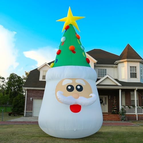 13FT Inflatable Santa Christmas Tree with Bright LED Lights for Yard