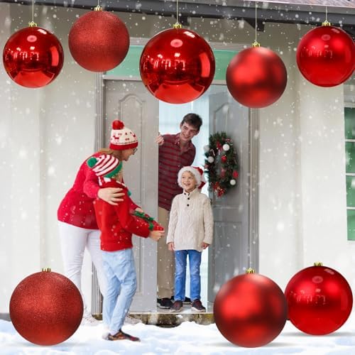 Silipull 8 Pack Extra Large Christmas Ornament Balls, 8in 6in, Smooth