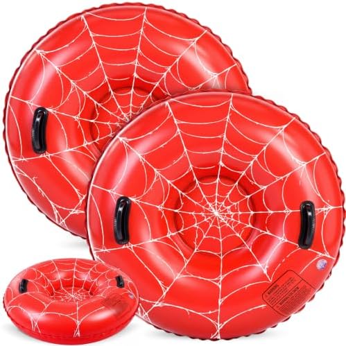 Soulchen 2 Pack Inflatable Snow Tube 36" Snow Sled for Kids Heavy Duty Thickened Bottom Sled for Winter with Sturdy Handles Durable Winter Toys for Outdoor Sledding Tube
