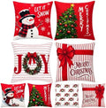 Christmas Decorations - Set of 4 Double-Sided Print Christmas Pillow Covers