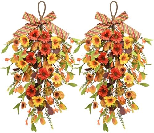Fall Swag Wreaths for Front Door Decor, Fall Porch Decorations for Home