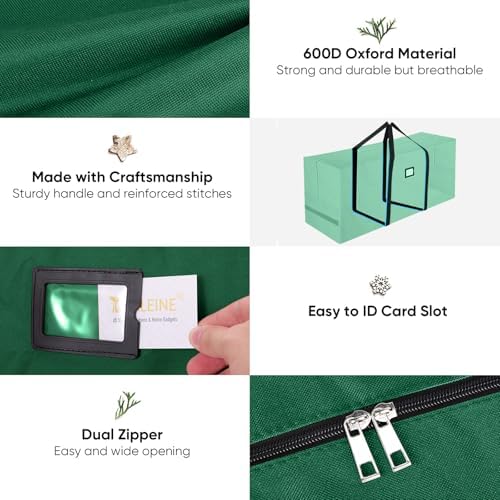 BALEINE 7.5 ft Christmas Tree Storage Bag, Heavy Duty 900D Oxford Fabric with Reinforced Handles and Dual Zippers Wide Opening, Extra Large Storage Container (Green) (Pack of 2)