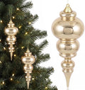 Soulchen 2 Pcs 12" Large Christmas Finial Drop Ornaments, Shiny, Champagne