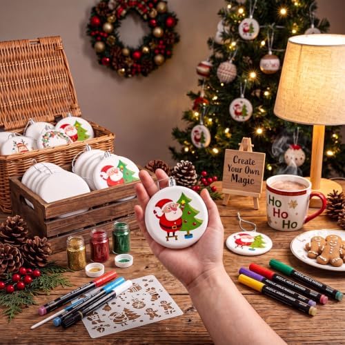 Zubebe 12 Pcs 2.36 Inch Christmas Blank White Ball Ornaments