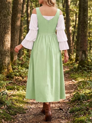 Wenrine Renaissance Costume Womens Lace Up Corset Halloween Medieval Dress