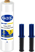 Stretch Film, RAZCC Stretch Wrap Industrial Strength, Shrink Wrap for Pallet Wrap, Heavy Duty Clear Plastic Wrap with Handles, Moving Wrapping Plastic Roll, 15" x 1000 Ft Per Roll, 60 Gauge, 1 Pack