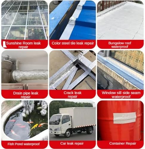 Waterproof Tape Butyl Tape Aluminum Foil Tape Butyl Tapeeter Thicken Butyl Tape god kvalitet Aluminum Foil High Temperature Resistance Wall Crack Roof Duct Water Pipe Repair Adhesive(5M 1mm-15cm)