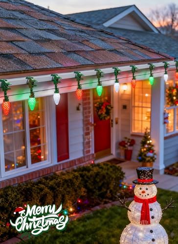 C9 Christmas Lights Outdoor, 102FT 150 LED String Lights with Spring Clips