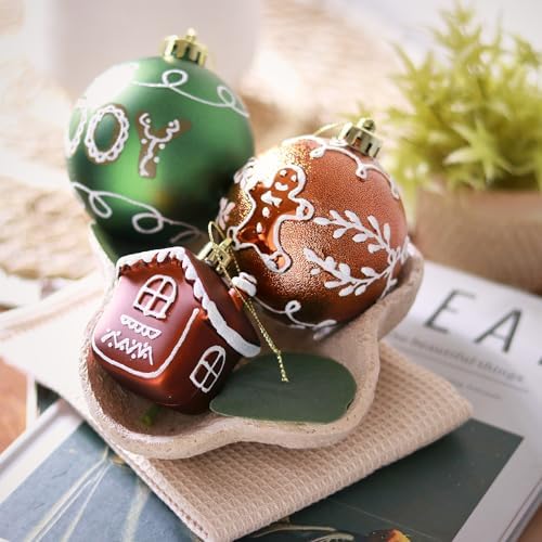 DecorbyHannah 60ct Gingerbread Christmas Ornaments Set for Tree Decorations