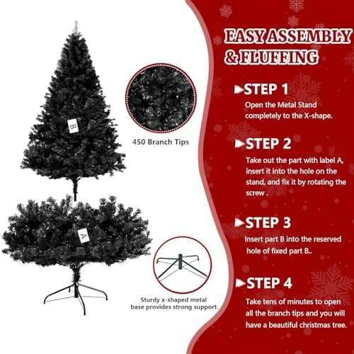 4ft Black Prelit Artificial Christmas Tree,Arbol de Navidad Fake Xmas Tree
