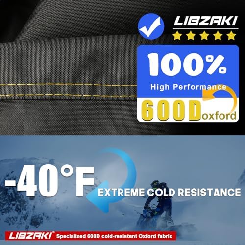 LIBZAKI Snowmobile Cover Waterproof Sled Ski Cover 600D Heavy Duty Oxford Fabric Freeze-Resistant Down to -40°F Compatible with Polaris,Ski-Doo,Arctic Cat,Yamaha,Lynx,Camso,CFMOTO 126"-145" Gray
