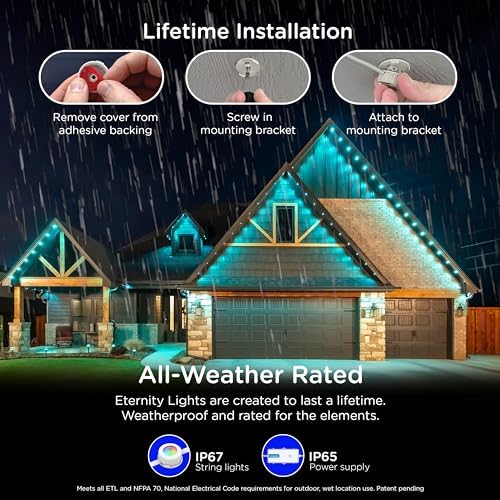 Enbrighten Eternity Permanent Outdoor Lights, 50ft, 36 Lights