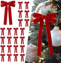 SIMISI RIBBON 24Pcs Christmas Velvet Ribbon Bows Decorations for Tree