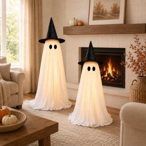 Halloween Ghost Decorations Indoor,Light Up Ghost Decor Indoor - 2 Pack