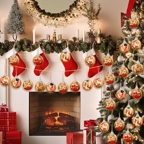 Outus 16Pcs Vintage Christmas Tree Ball Ornaments Retro Christmas Ornaments