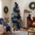 Thiccywoov 9 ft Velvet Christmas Ball Garland Ornament, Navy Blue