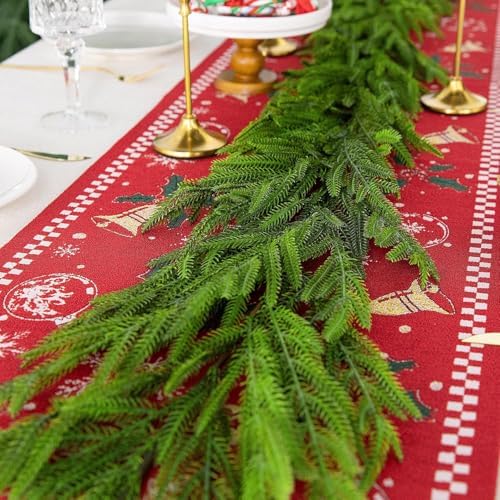 4 Pcs Christmas Norfolk Pine Garland, 6 Ft Realistic Pine Garland Ornament