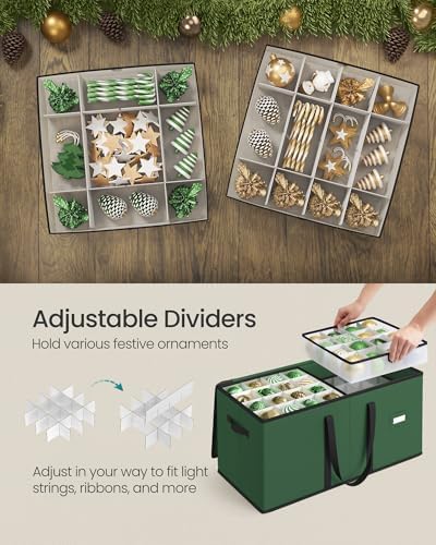 SONGMICS Christmas Ornament Storage Boxes, Set of 2, with 3-Inch 256 Slots