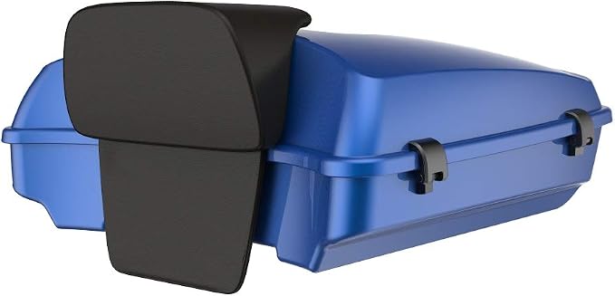 Advanblack Road Glide Tour Trunk Pack Superior Blue Razor Tour Trunk Pack Backrest Pad for '97-'25 Harley Touring Road King Street Glide Electra Glide CVO models