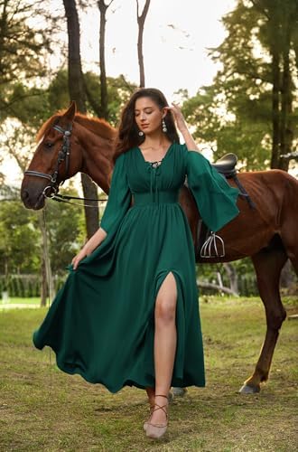 Scarlet Darkness Renaissance Costume Women Pirate Medieval Maxi Dress