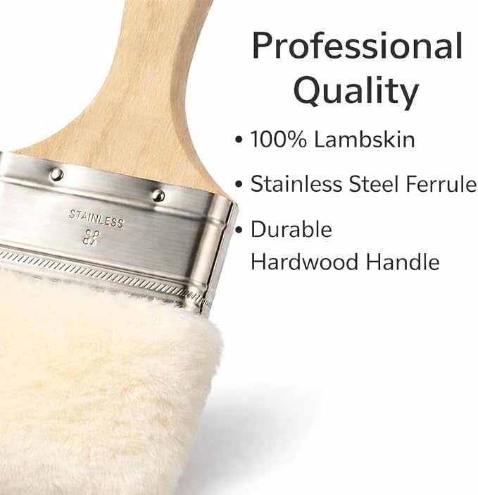Lambskin Stain & Paint Brush - for use with All Latex and Oil Based Paints, Stains and Polyurethanes. Premium Lambskin - New and Patented Design (3 Inch 3 Pack)