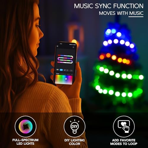Blue 3ft Christmas Tree with Lights, Small 36inch Artificial Tree Mini Table Top Decorations, Xmas Desk Tree with 80 Colored Lights, 200 Branch, Holiday Decor for Home,Indoor Office Tabletop