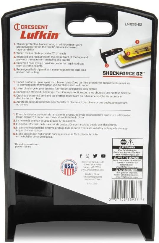 Lufkin Shockforce G2 35-ft Magnetic Tape Measure- LM1235-02