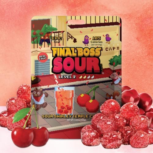 Final Boss Sour, Sour Fruit Chews (4 Pack, Shirley Temple Cherry)