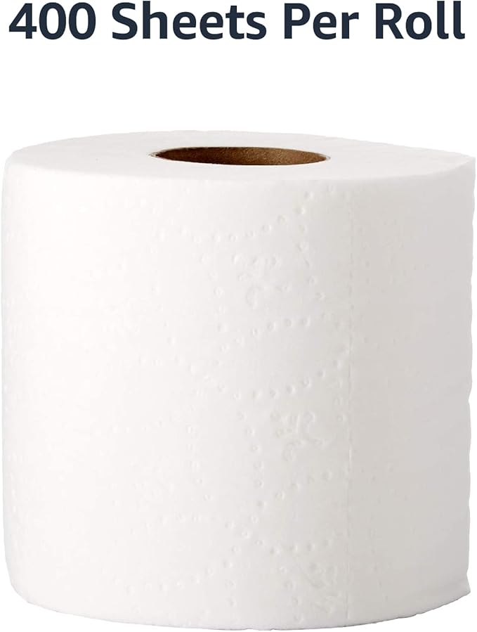 AmazonCommercial 2-Ply Ultra Plus Toilet Paper, Bath Tissue, Soft and Strong, Septic Safe, Unscented, 400 Sheets per Roll, 80 Individually Wrapped Rolls for Business Use