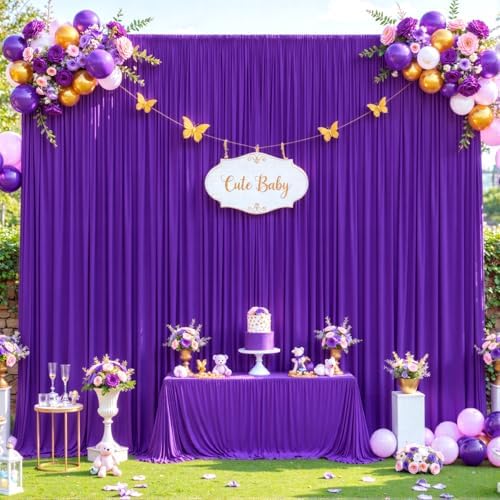 Purple Backdrop Curtain for Parties Wedding Wrinkle Free Purple Photo Curtains Backdrop Drapes Fabric Decoration for Birthday Party Photography 5ft x 8ft,2 Panels
