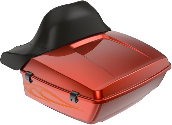 Advanblack 2025 RG Tour Trunk Pack Whiskey Firestorm King Tour Trunk Pack Luggage +Wrap-Around Backrest Pad for '97-'25 Harley Touring Road King Street Glide Electra Glide CVO models