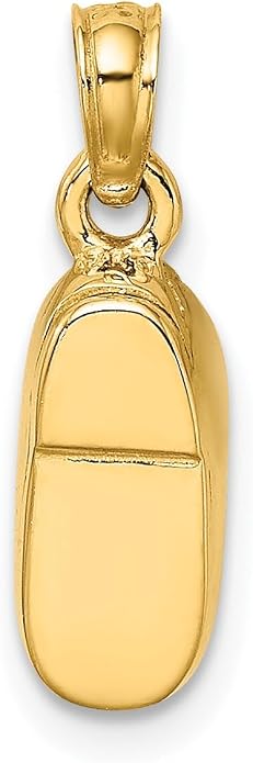14k Yellow Gold Light Blue Enamel Shoe Charm, Two Tone Bow Pendant | light blue enamel, rhodium accents, polished 3D shoe, 14.5 mm length with bail