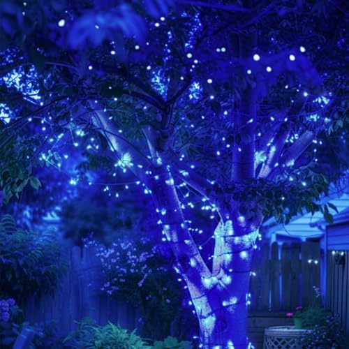 KAQ 2pack 500LED Solar String Lights Outdoor Waterproof Blue