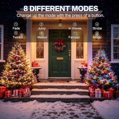 Christmas Tree Lights, 448 LED RGB Color Changing Waterfall Tree Topper Lights, 9.18 ft x 16 Lines, App & Remote Control, Music Sync Timer, 29V Plug-in Lights for Indoor Outdoor Christmas Decor