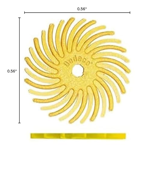 Dedeco Sunburst Radial Bristle Discs 48-Pack - 9/16" Curved - Yellow 80 Grit (Coarse) - Aluminum Oxide for Polishing & Finishing