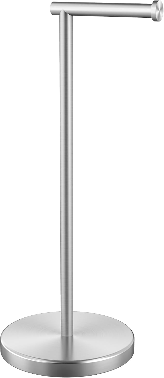 KES Toilet Paper Holder Stand SUS 304 Stainless Steel Rustproof Pedestal Lavatory Tissue Roll Holder Floor Stand Modern Brushed Nickel Finish, BPH283S1-2