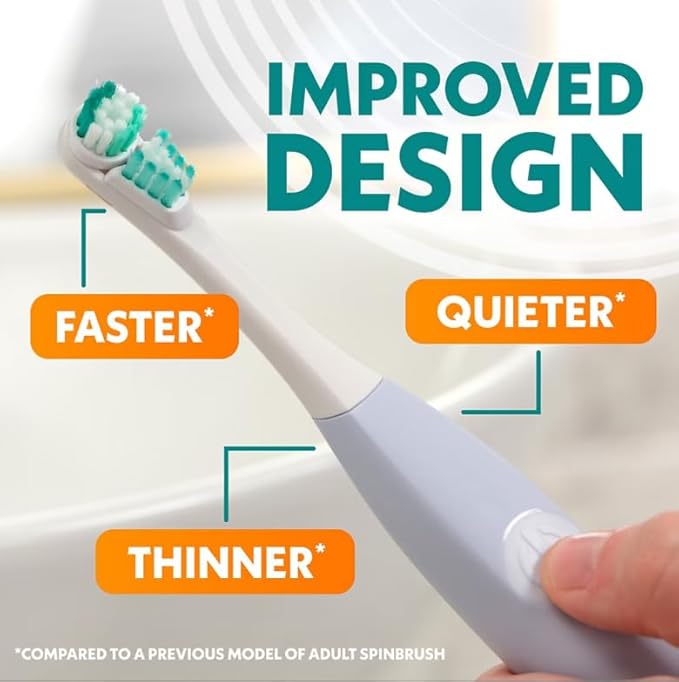 Spinbrush Pro Whiten Battery Powered Electric Toothbrush Bundle, (2) Toothbrushes + (4) Replacement Heads, Whiter Teeth in 1 Week, Dual Action Whitening Cup & Soft Bristles, ADA Accepted, Family Pack