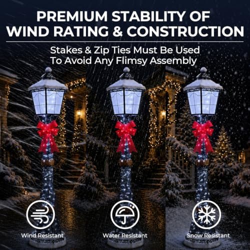 60 Inch 3D Lamp Post Lighted Outdoor Christmas Decoration Black