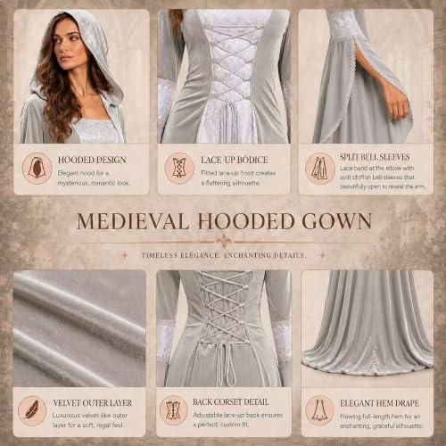 Women Deluxe Witch Dress Renaissance Vampire Halloween Costume