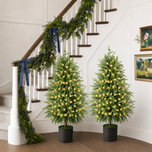 Christmas Decorations - 2 Pack Pre-Lit 3FT Artificial Norfolk