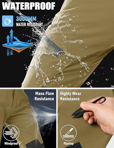 MAGCOMSEN Men's Snow Ski Winter Pants Waterproof Hiking Fleece Lined Pants