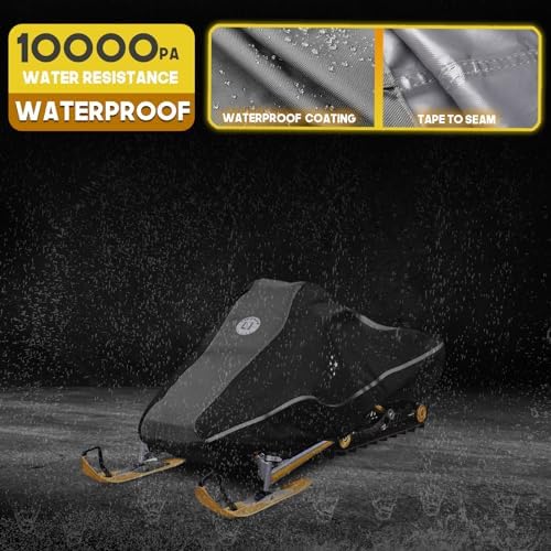 LIBZAKI Snowmobile Cover Waterproof Sled Ski Cover 600D Heavy Duty Oxford Fabric Freeze-Resistant Down to -40°F Compatible with Polaris,Ski-Doo,Arctic Cat,Yamaha,Lynx,Camso,CFMOTO 116"-125" Gray