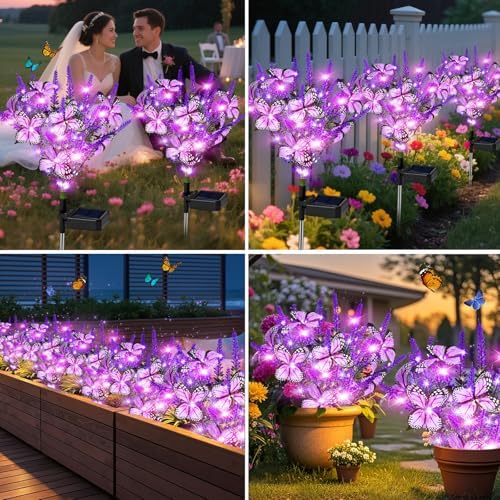 NBQQ Solar Christmas Tree Lights 4 Pack Purple Christmas Decor
