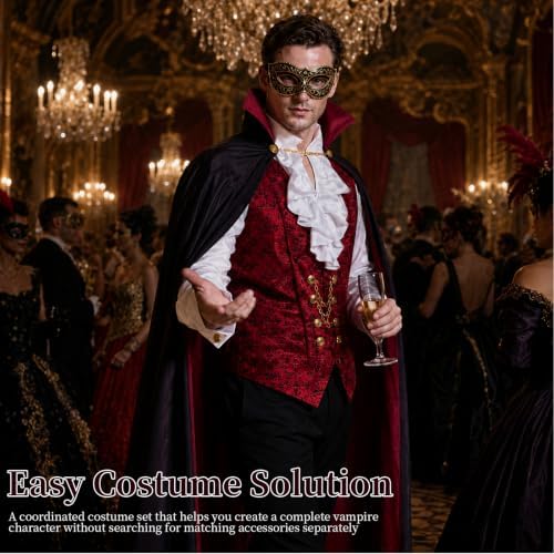 Vampire Costume Men, Gothic Victorian Halloween Costume Cosplay Outfit