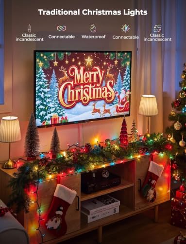 Minetom Clear Christmas Lights 2 Pack 20 Feet 100 Counts Multicolor
