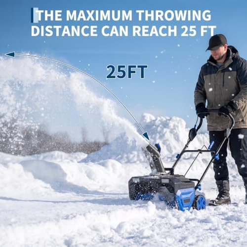 21" Cordless Snow Blower, Electric Snow Blower with 2x5.0Ah Battery&Charger