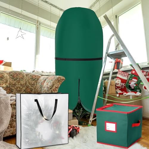 SATINIOR 6 Pcs Christmas Tree Storage Bag Set, Ornament Box, Green, 5 ft