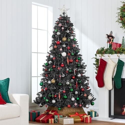Best Choice Products Artificial Christmas Tree, 6ft Premium Pre-Lit Realistic Spruce Holiday Décor w/Dense Branches, Metal Base - Black Spruce