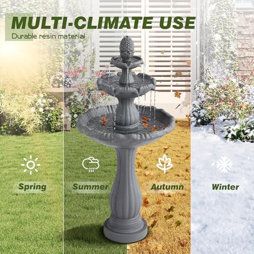 47.4"H Italian Outdoor Garden Water Fountain, Fountain and Waterfall