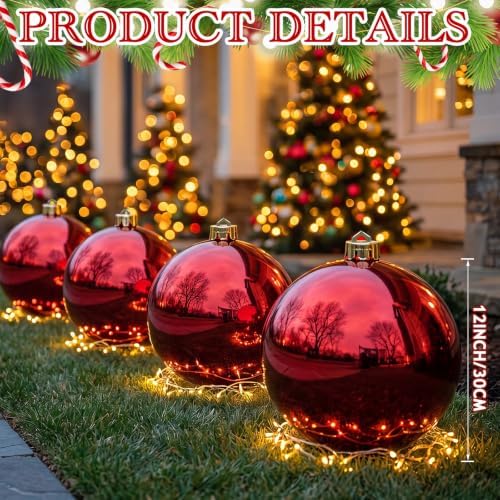 Threan 12 Inch Large Burgundy Shiny Christmas Ball Ornaments